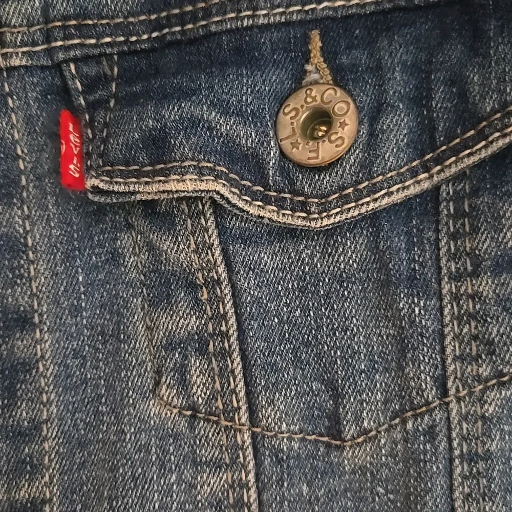 Levi's Kids Denim Jacket with Fun Patterned Sleeves Sz Medium 10-12yrs